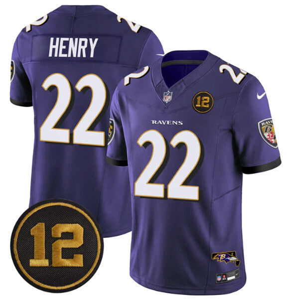 Baltimore Ravens #22 Derrick Henry Purple 2025 F.U.S.E. Jacoby Jones Patch