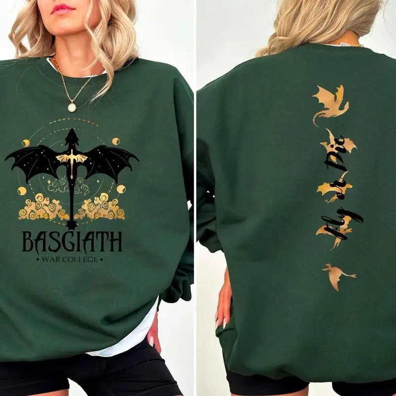 Basgiath War College Sweatshirt, Fourth Wing Shirt, Fourth Wing Sweater, Dragon Rider Shirt, Bookish Sweatshirt, Fantasy...