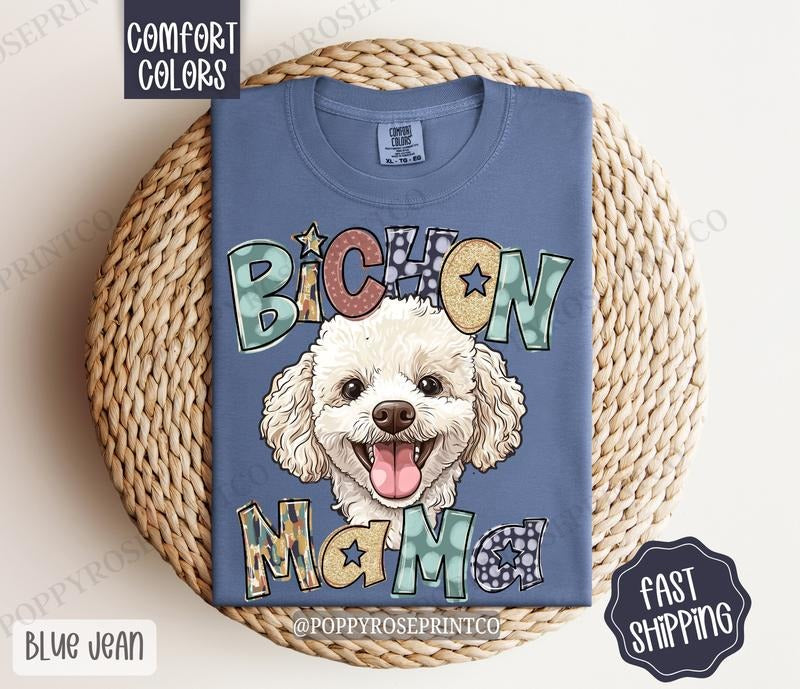 Bichon Mama Comfort Colors, Dog Mom Tee, Cute Bichon Frise Mama Women's Tshirt Hoodie, Sweatshirt | WearSparks.com