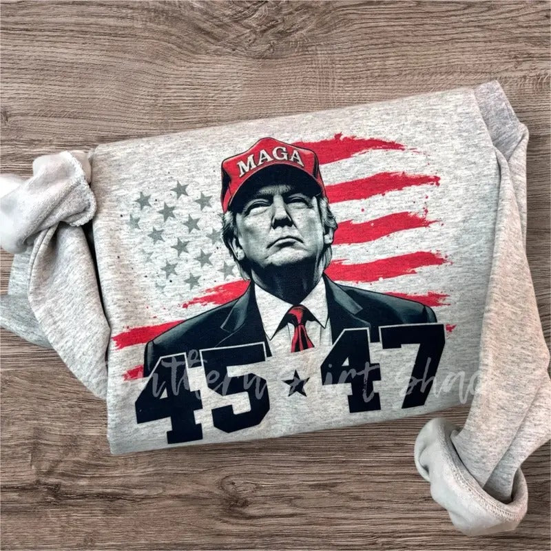 Black & Red Trump 45 47 Sweatshirt T-Shirts, Hoodie | WearSparks.com
