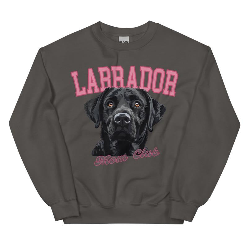 Black Labrador Dog Mom Club Sweatshirt - Unisex Apparel Relaxed Fit Printed in the USA Clothing Womenswear Casual and...
