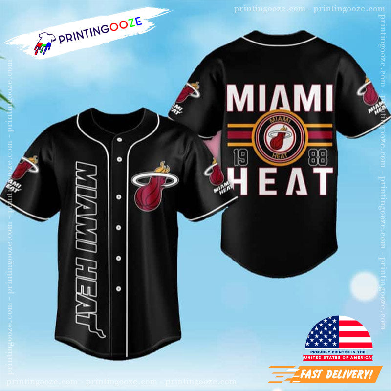 Black NBA Miami Heat Baseball Jersey