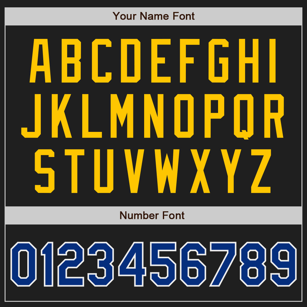 Custom Black Royal Yellow-White Authentic Baseball Jersey