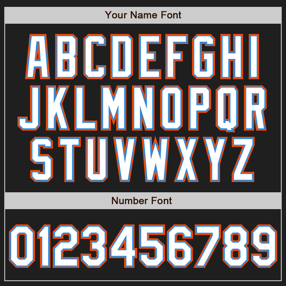 Custom Black White Electric Blue-Orange Authentic Baseball Jersey