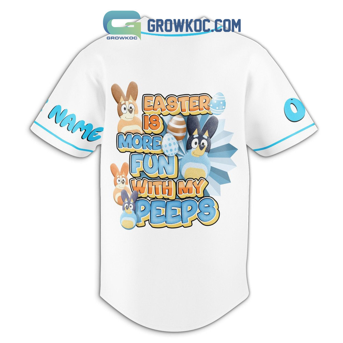 Bluey Chillin With My Peeps Easter Is More Fun With My Peeps Personalized Baseball Jersey