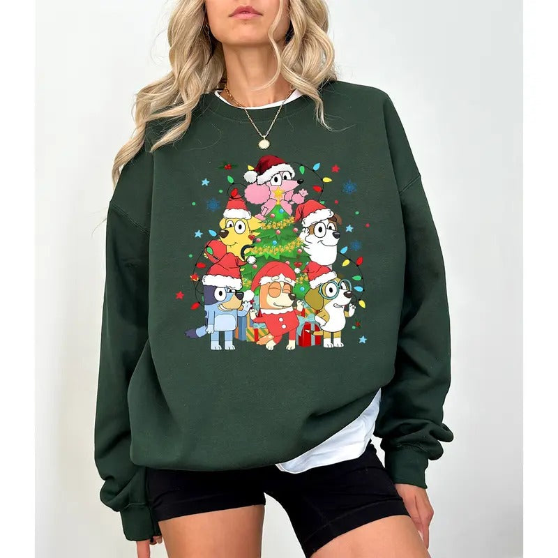 Blueys Christmas Family Sweatshirt, Blue Dog Family Tee, Xmas Cartoon Shirt, Merry Christmas Sweater, Family Christmas...