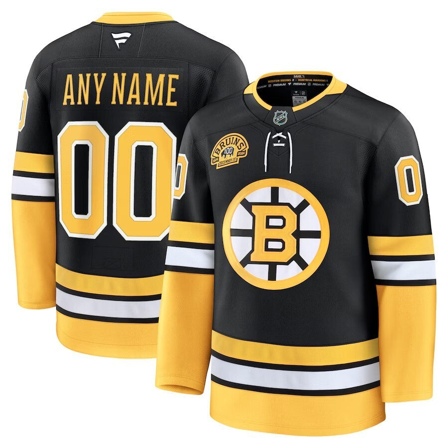 Boston Bruins Fanatics 100th Anniversary Premium Custom Jersey - Blac