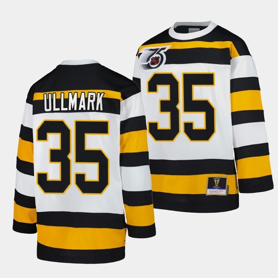 Boston Bruins #35 Linus Ullmark White 1991 Throwback Jersey Mitchell Ness