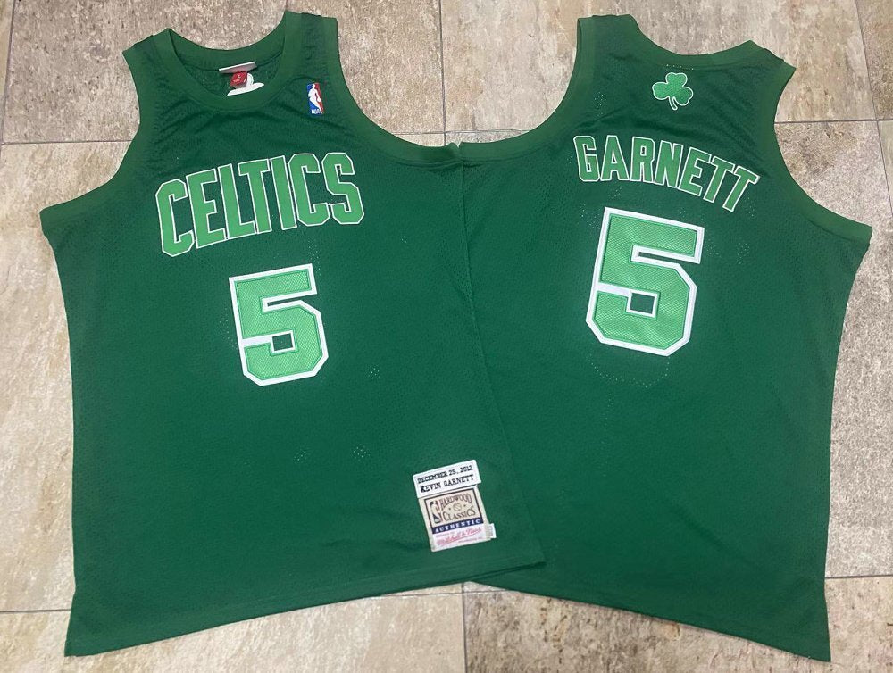 Boston Celtics #5 Kevin Garnett Mitchell&Ness Celtics 5 # Garnett 2012 Green Embroidered