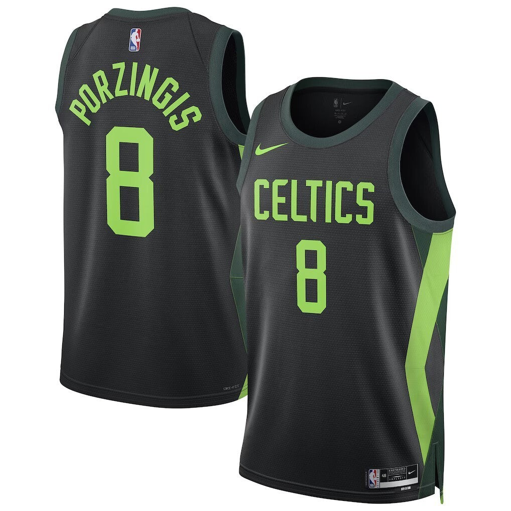Boston Celtics #8 Kristaps Porzingis Unisex 202425 Swingman Player Jersey - City Edition - Black