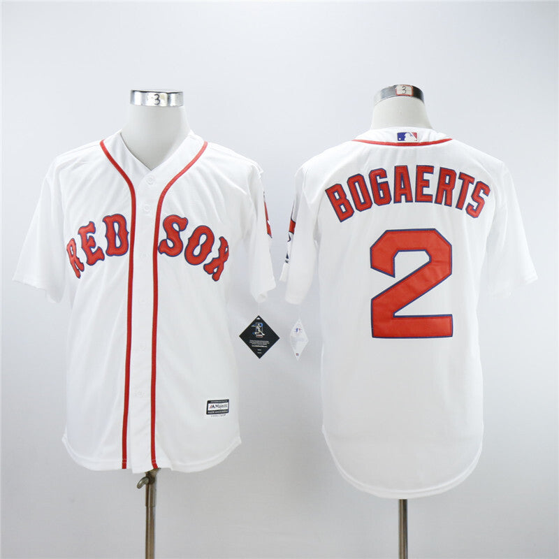 Boston Red Sox #2 Xander Bogaerts Red Sox 2 White Fan With Team Logo