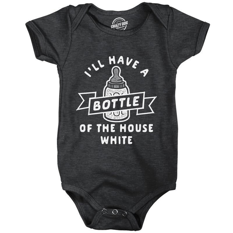 Bottle Of The House White Baby Bodysuit Funny Jumper Funny Baby Onesies Funny Wine Onesie Novelty Onesie Black T-Shirts,...