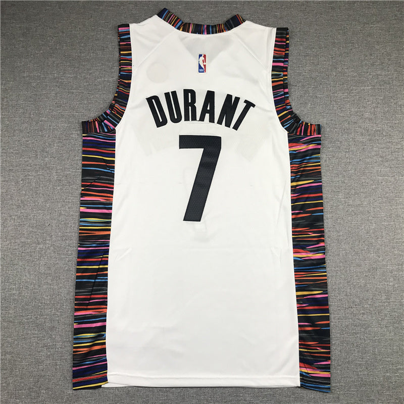 Brooklyn Nets #7 Kevin Durant 19 Nets 7 White City Edition Logo Style 4