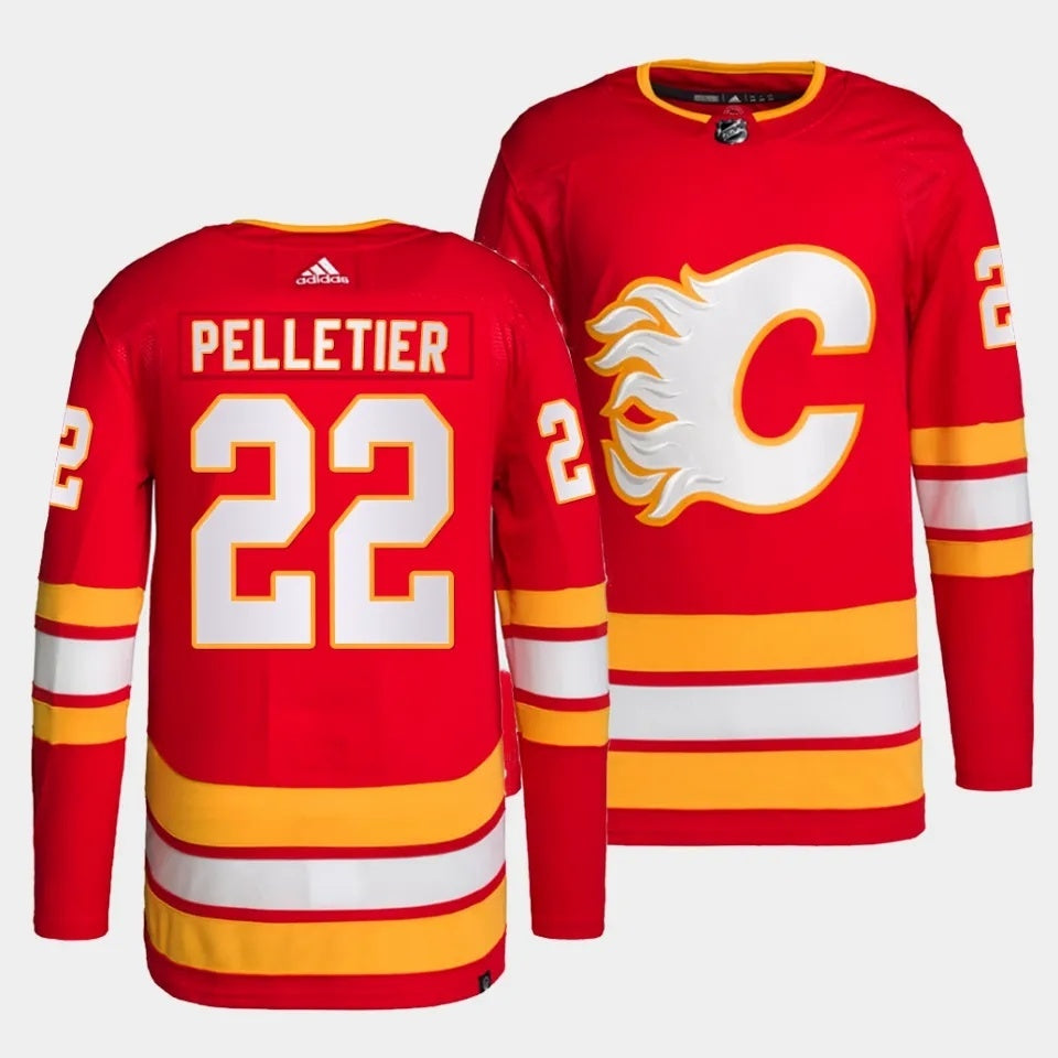 Calgary Flames #22 Jakob Pelletier Home Authentic Pro Red Jersey