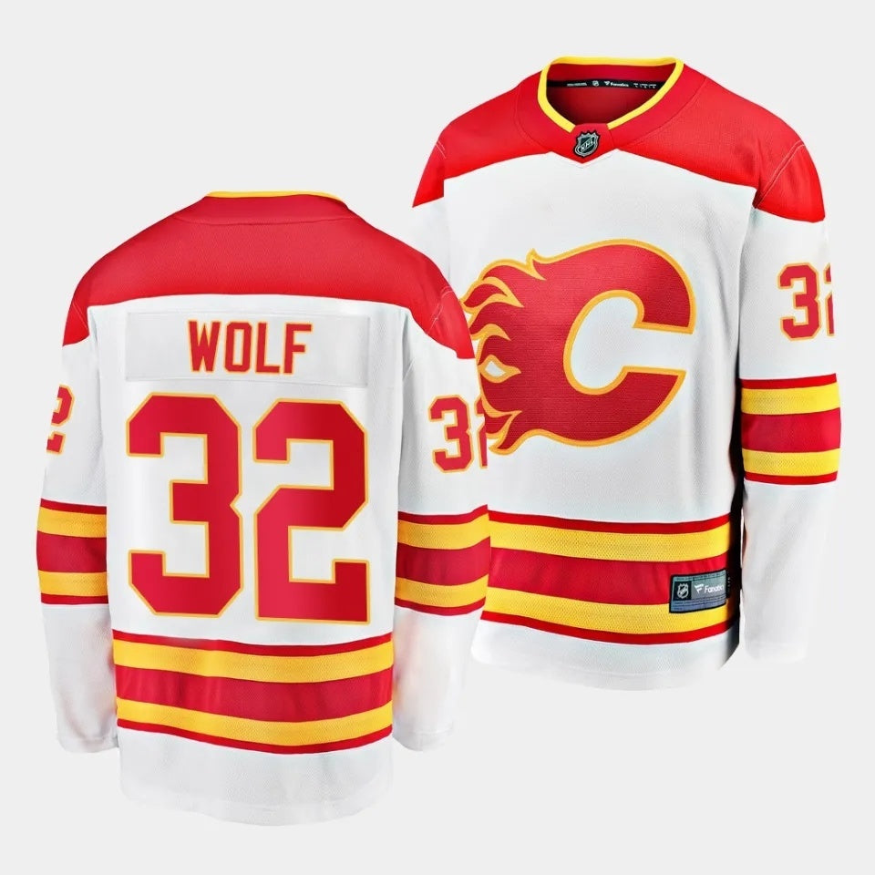 Calgary Flames #32 Dustin Wolf Away White Breakaway Player Jersey