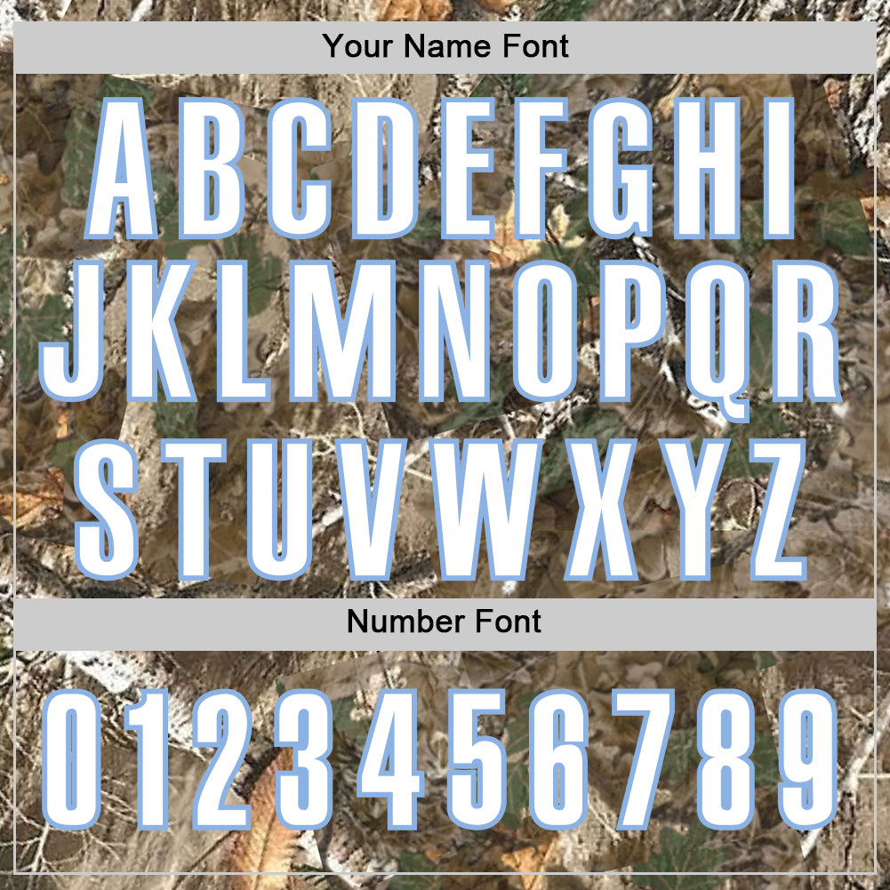 Custom Camo White-Light Blue Woodland Forest Camouflage Authentic Salute To Service Baseball Jersey