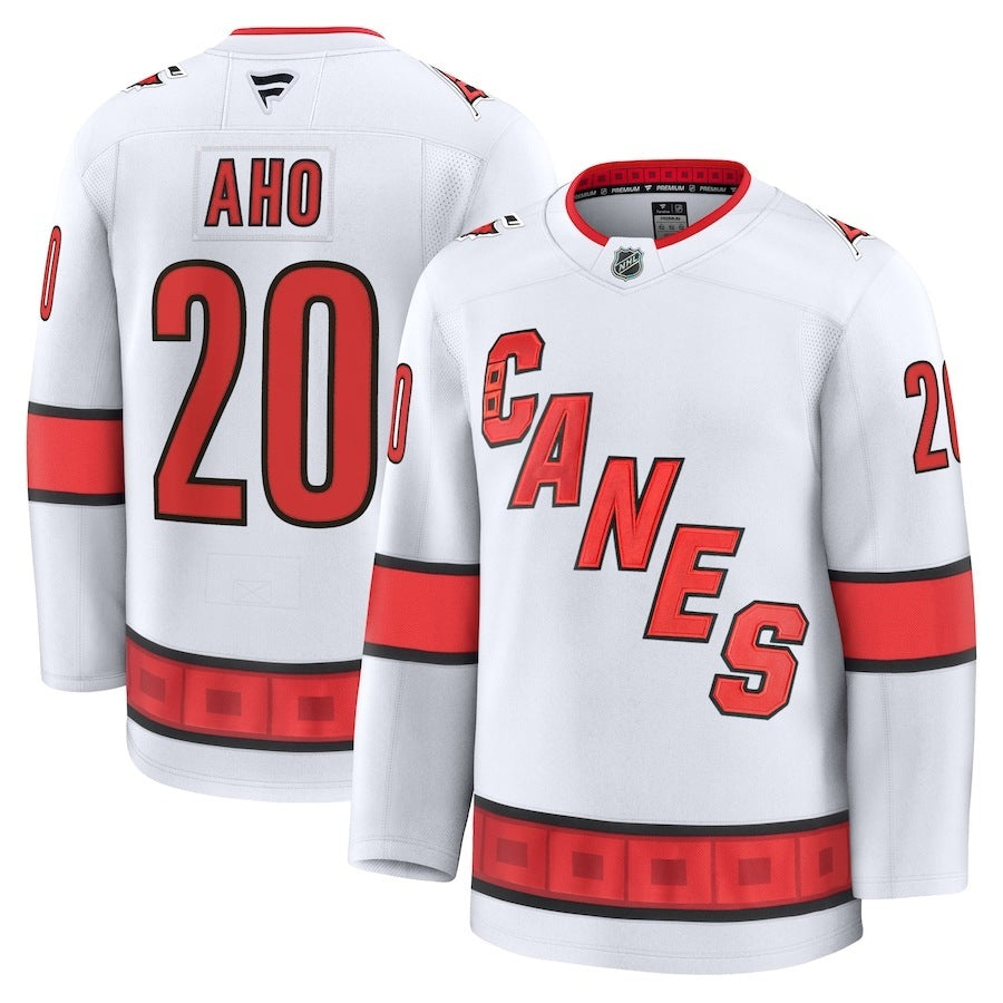 Carolina Hurricanes #20 Sebastian Aho Away Premium Jersey - White