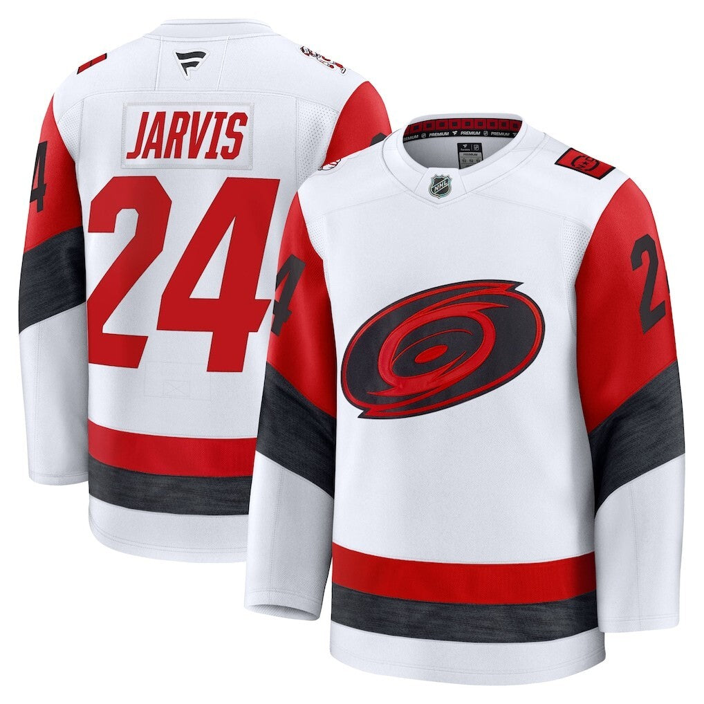 Carolina Hurricanes #24 Seth Jarvis Away Premium Jersey - White