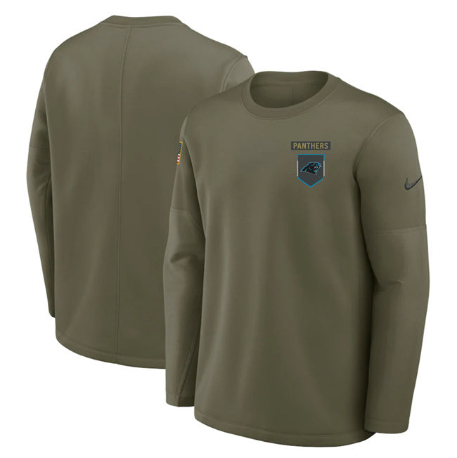 Carolina Panthers Olive 2025 Salute to Service Sideline Coaches Therma-FIT Long