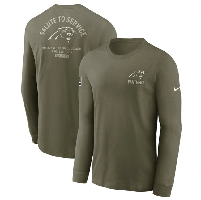 Carolina Panthers Olive 2025 Salute to Service Sideline Long Sleeve T-Shirt