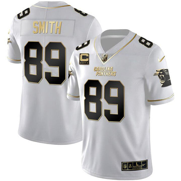 Carolina Panthers #89 Steve Smith White Gold With 4-Star C Patch Vapor Limited