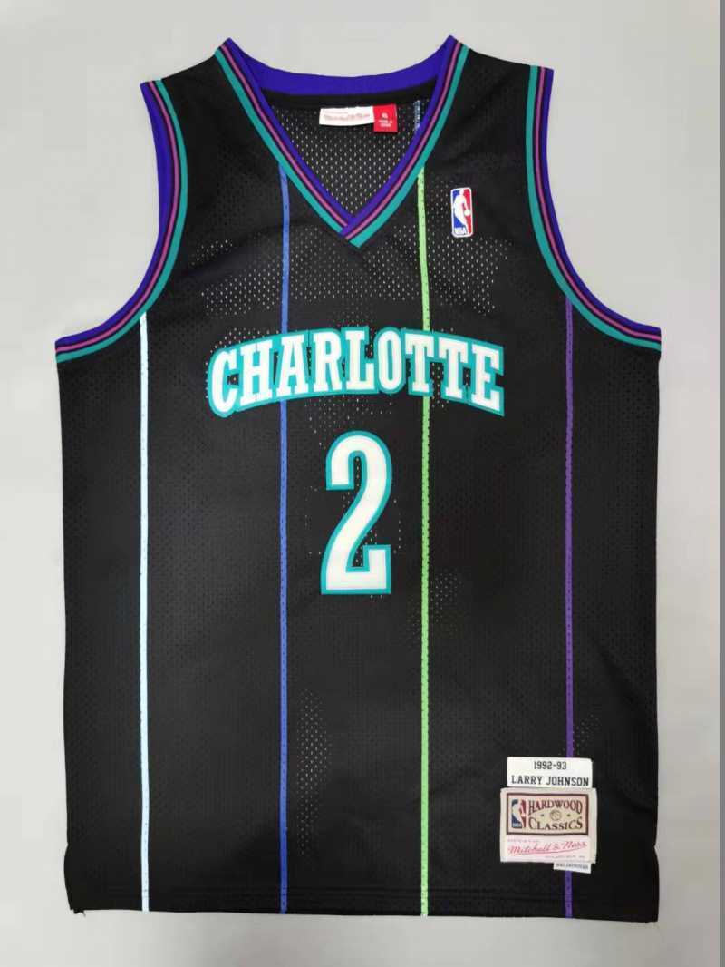 Charlotte Hornets #2 Larry Johnson Hornets 2# Retro - Black Style 2