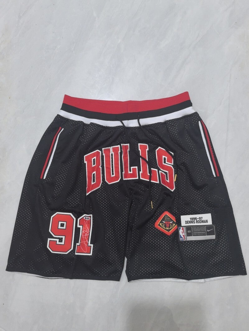 Chicago Bulls Bulls Black Retro Shorts Style 2