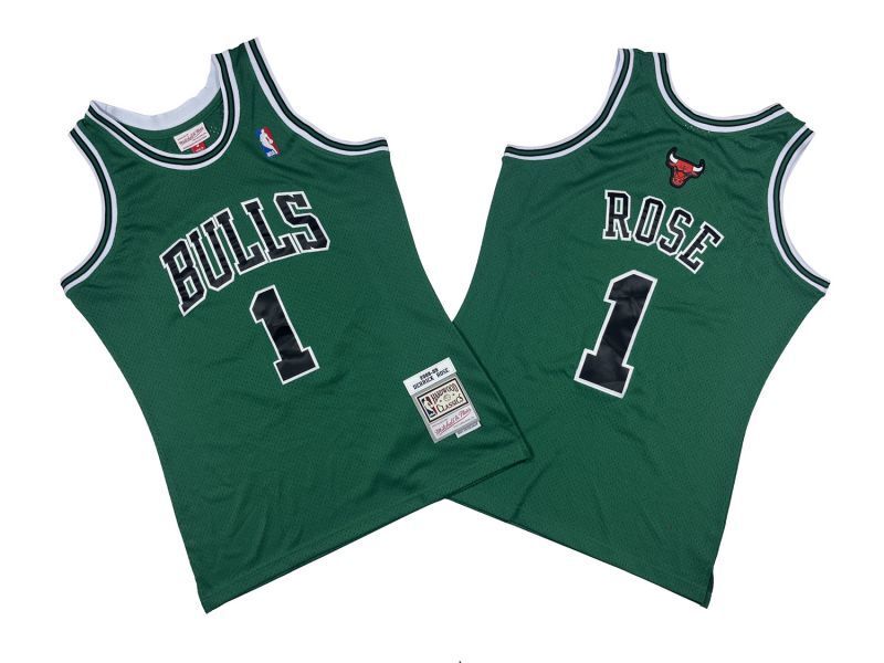 Chicago Bulls #1 Derrick Rose Bulls 1 # Green 08-09 Season Mitchell Retro Jersey