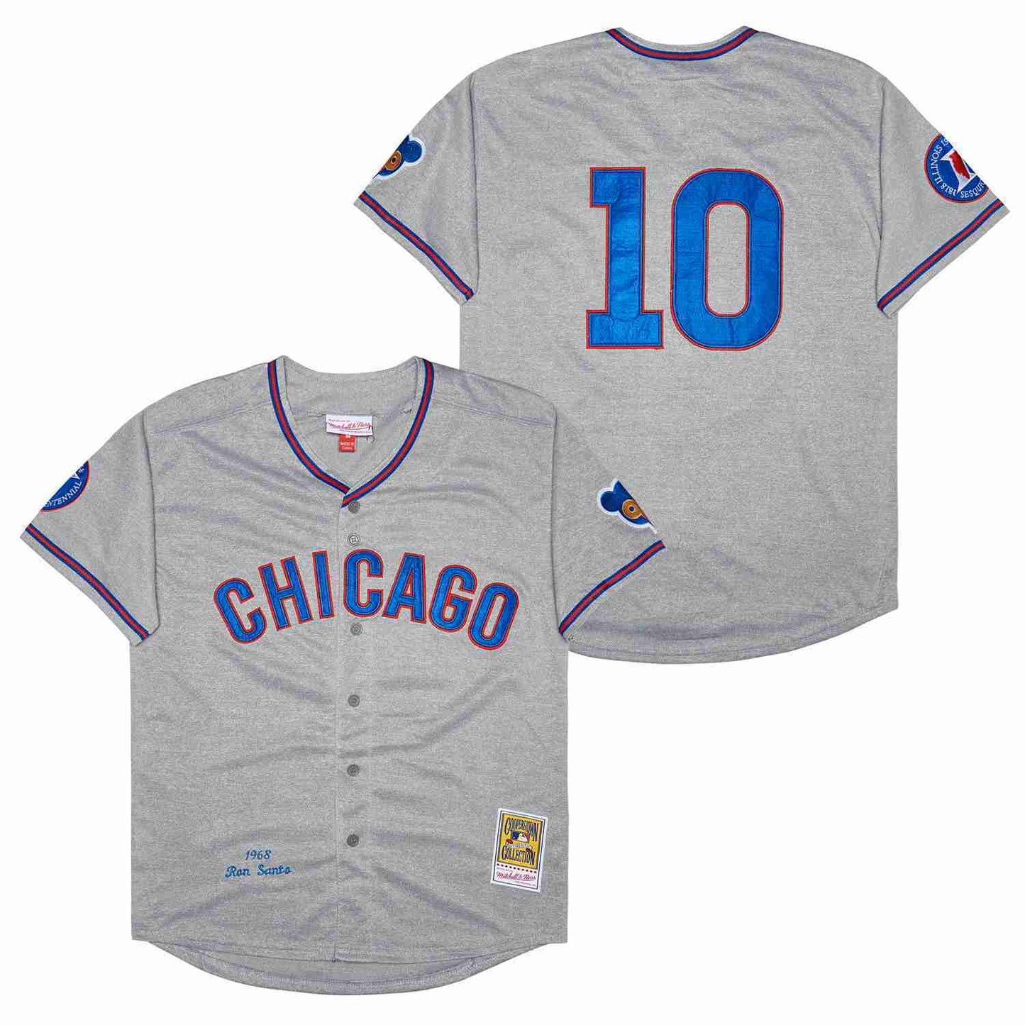 Chicago Cubs #10 Ron Santo Cubs 10 Hemp Gray 1968 Retro