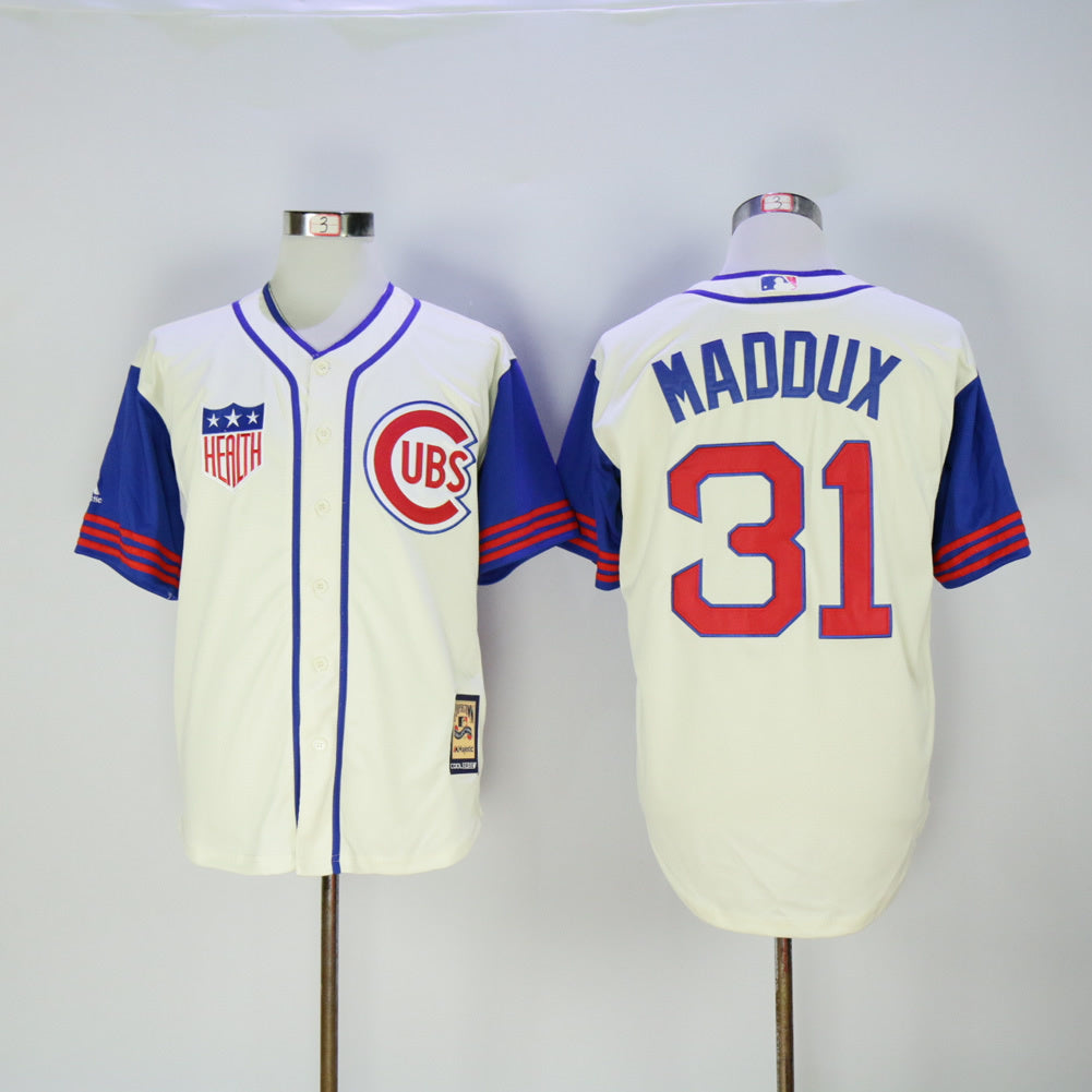 Chicago Cubs #31 Greg Maddux Cubs 31 Off-White 1942 Inverted Fan