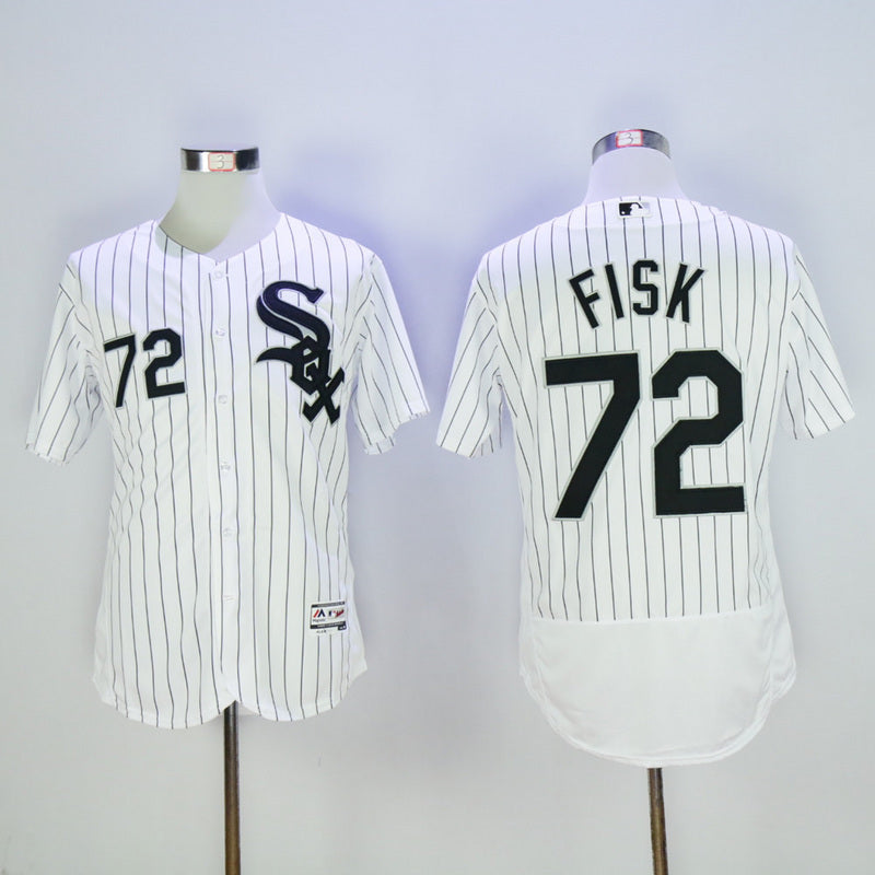 Chicago White Sox #72 Carlton Fisk White Sox 72 White Black Elite Retro Player