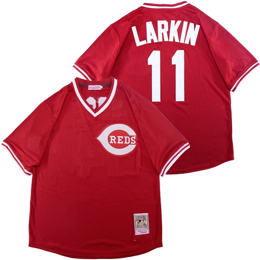 Cincinnati Reds #11 Barry Larkin Reds 11 Red BP Retro Style 2