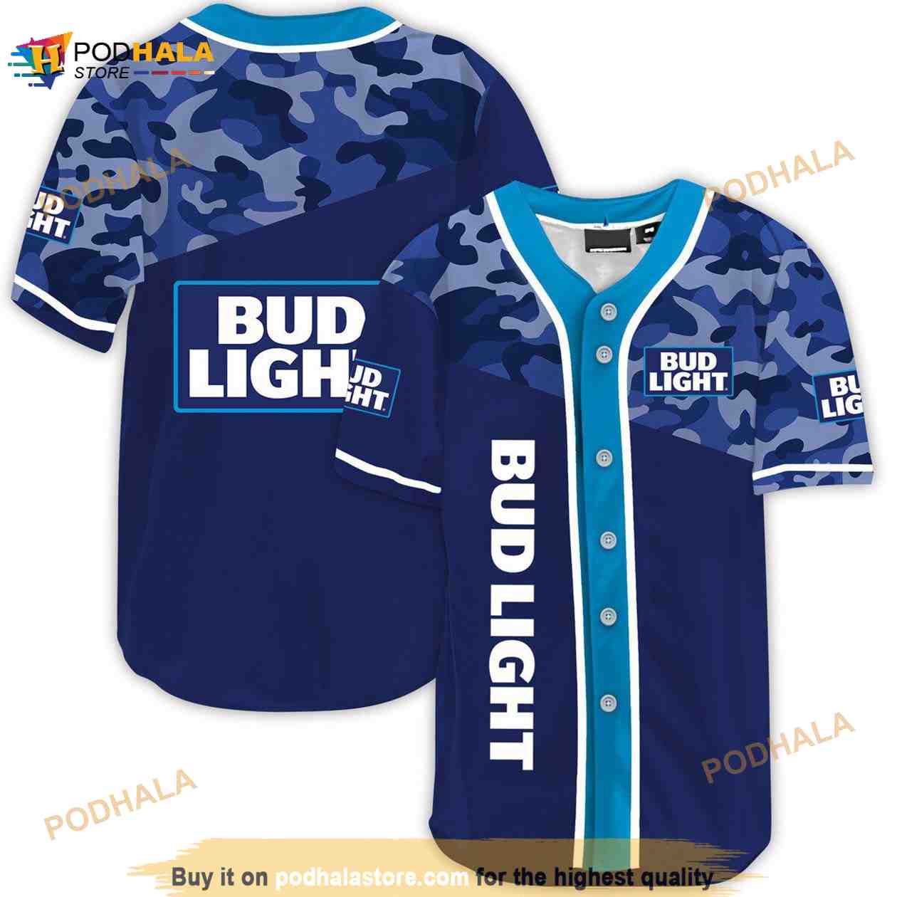Classic Camouflage Bud Light 3D Baseball Jersey