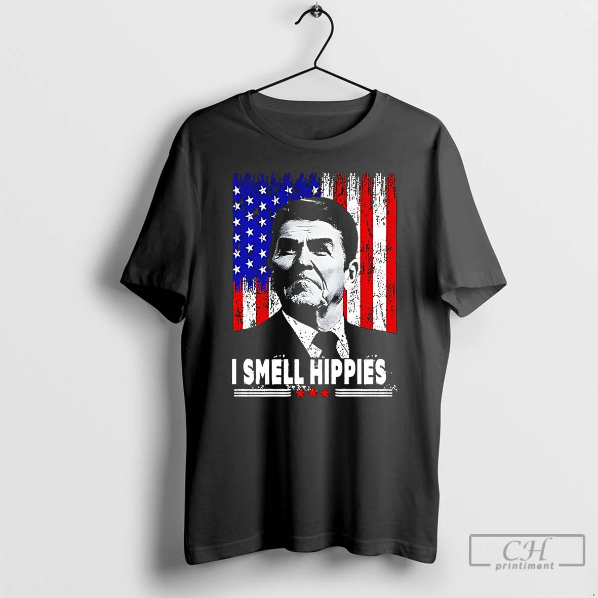 Classic I Smell Hippies Reagan Usa Flag