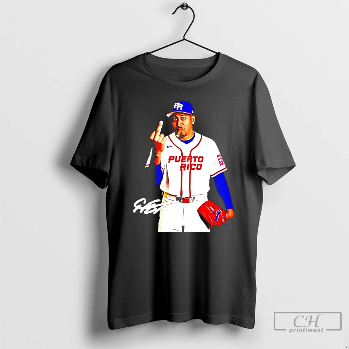 Classic Puerto Rico Edwin Diaz Smoking And Middle Finger Signature
