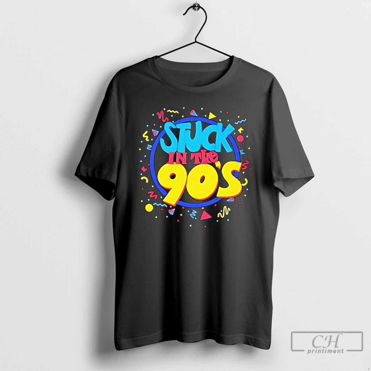 Classic Stuck In The 90s Colorful Retro Vibes With Bold Typography And 90s T Shirts