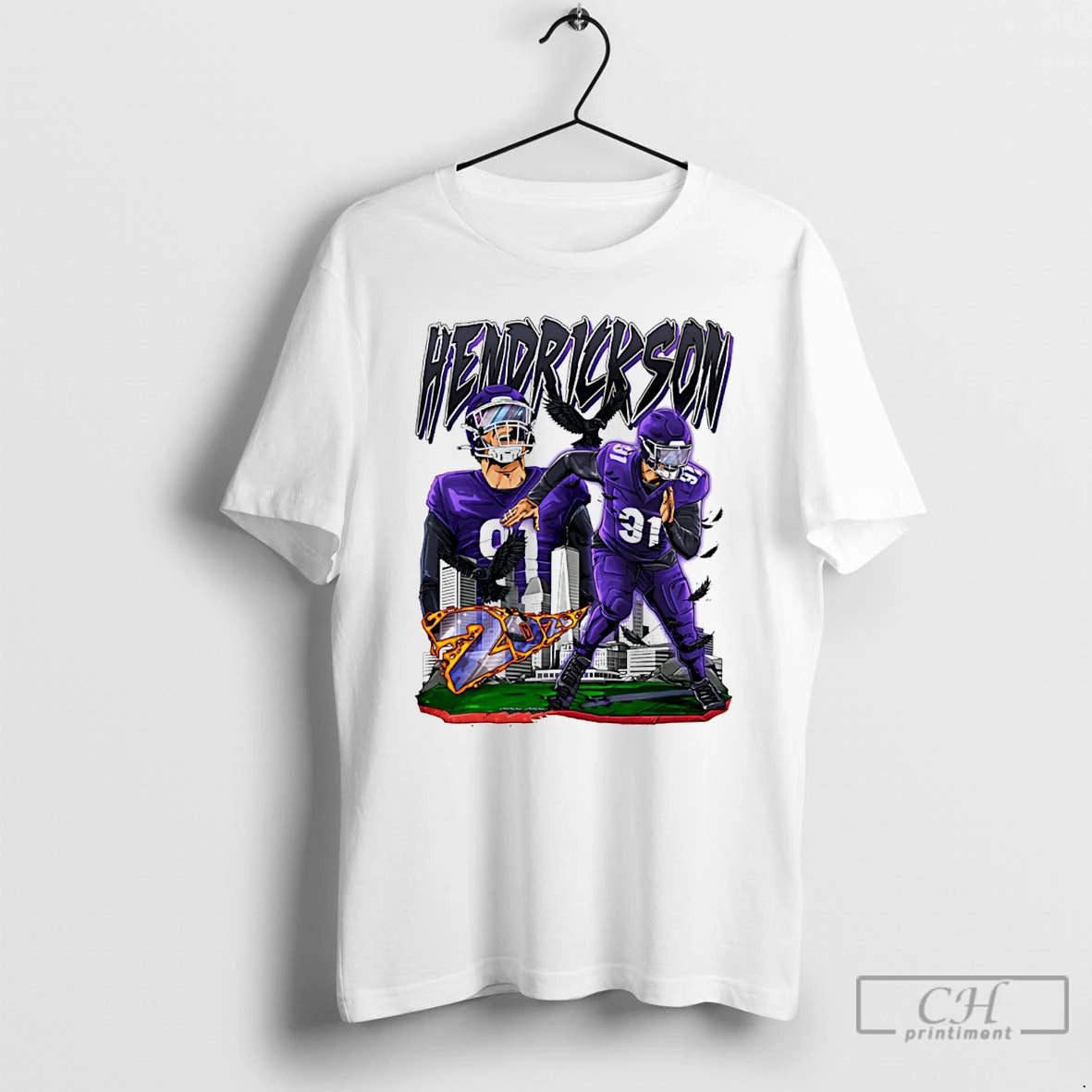 Classic Trey Hendrickson Baltimore Ravens Hand Drawn Artwork