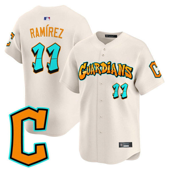 Cleveland Guardians #11 José Ramírez Cream Graffiti Barrio Edition Vapor Limited