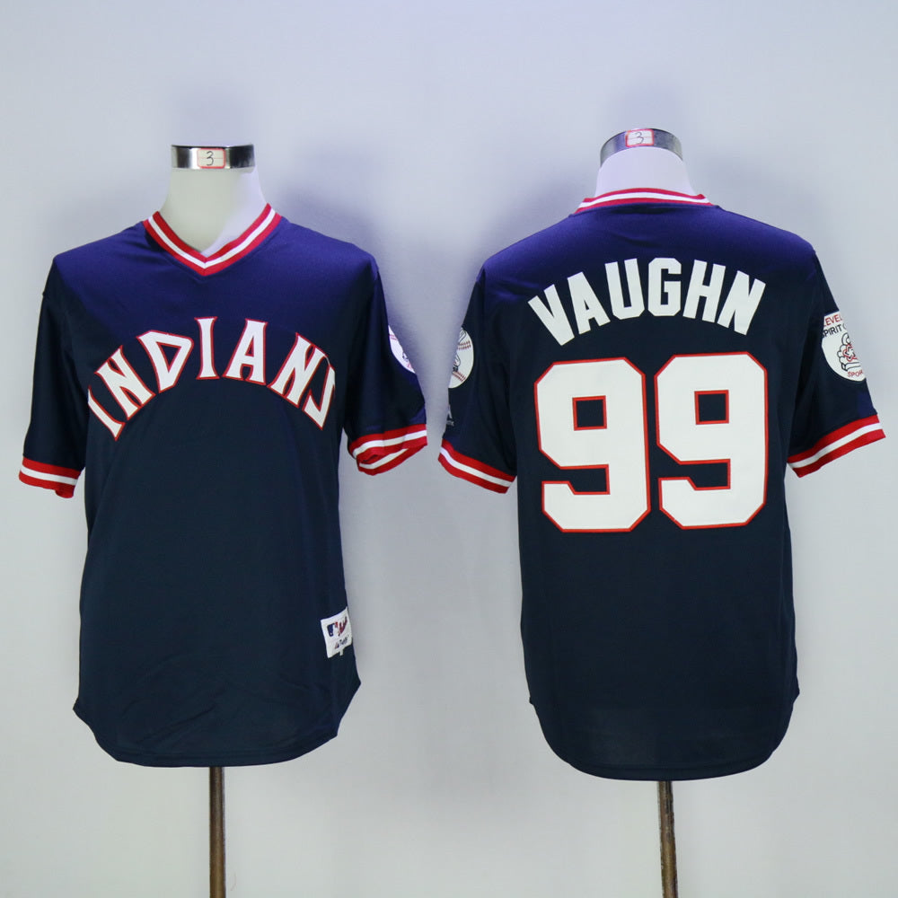 Cleveland Indians #99 Ricky Vaughn Indians 99 Blue 1976 Retro Pullover