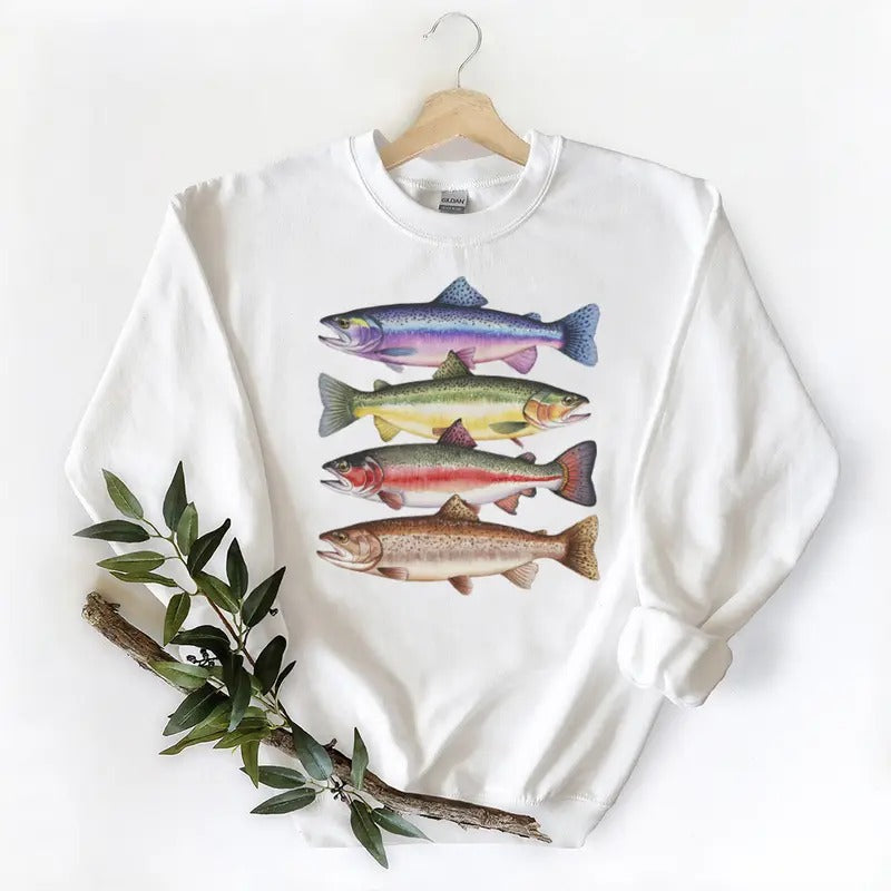 Colorful River Fish Species - Fishing With Daddy - Natural Boho Unisex T-shirt Sweatshirt Hoodie Cotton | WearSparks.com