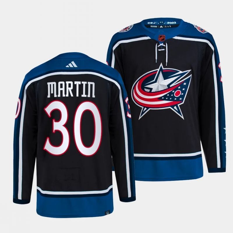 Columbus Blue Jackets #30 spencer martin reverse retro black