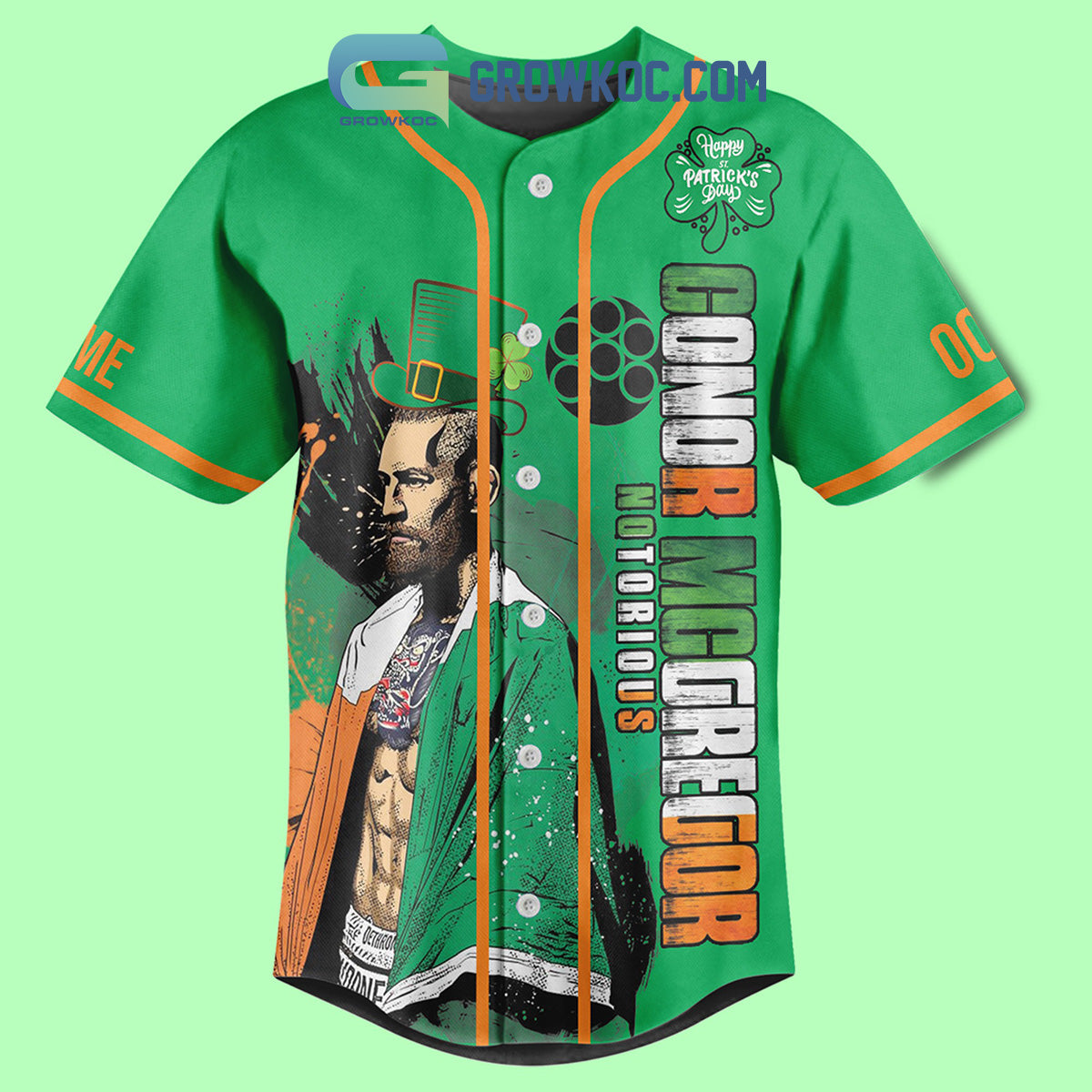 Conor McGregor St. Patrick’s Day Fan Personalized Baseball Jersey