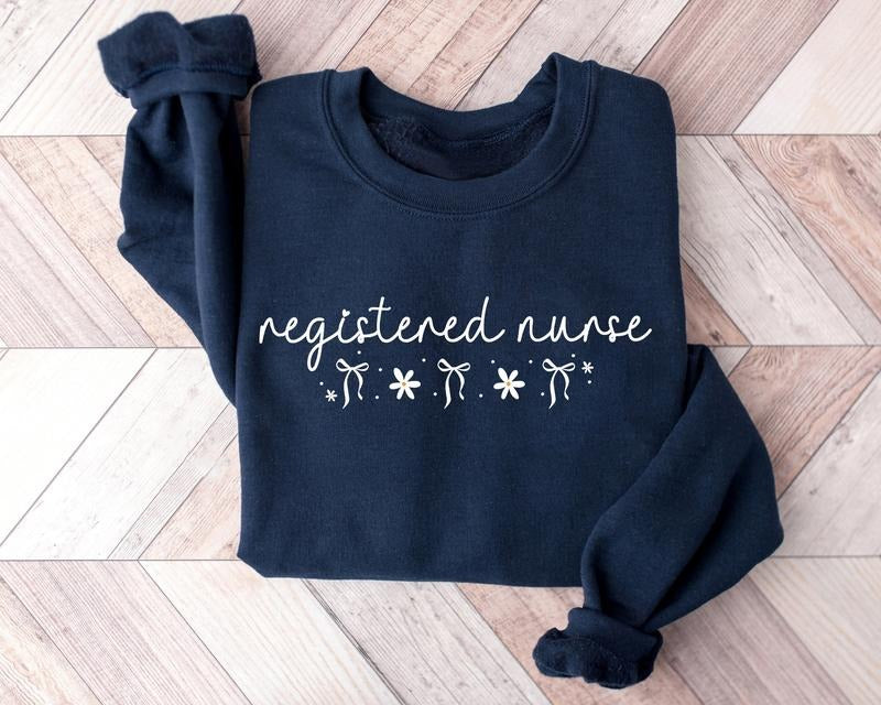 Coquette RN Nurse Sweatshirt, Daisy RN Nurse Shirt, Registered Nurse Nurse Sweater, Floral Nurse Shirt, Nursing Crewneck,...