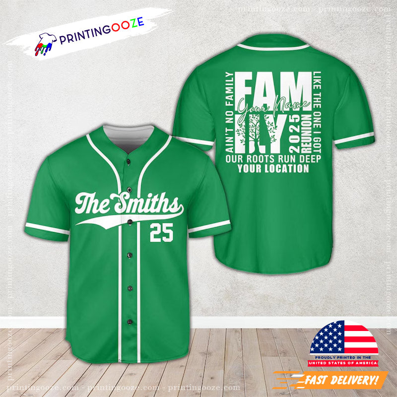 Custom Family Reunion Our Roots Run Deep Baseball Jersey