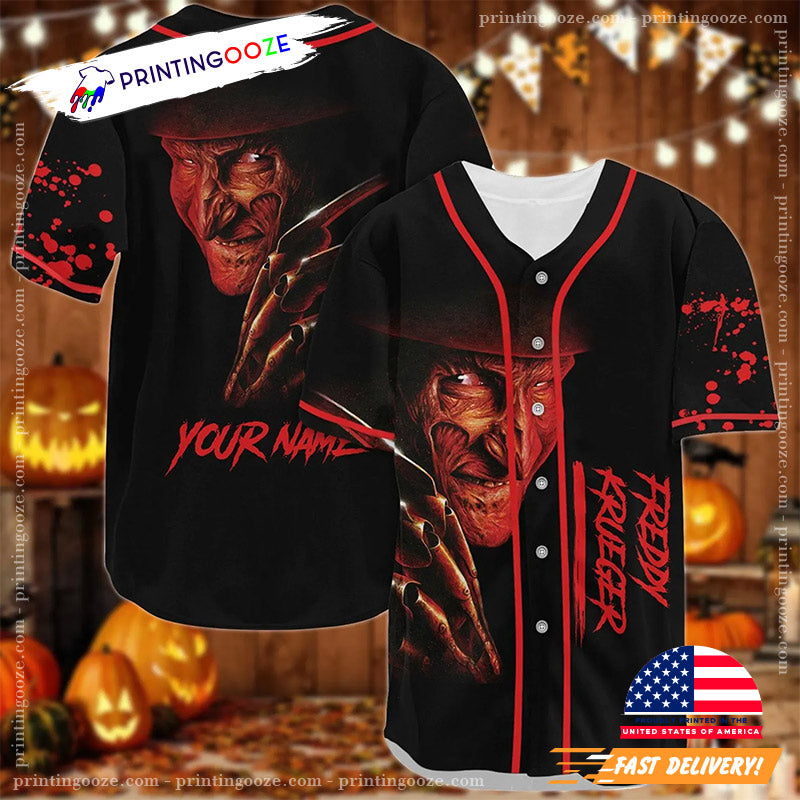 Custom Freddy Krueger Scary Movie Halloween Baseball Jersey