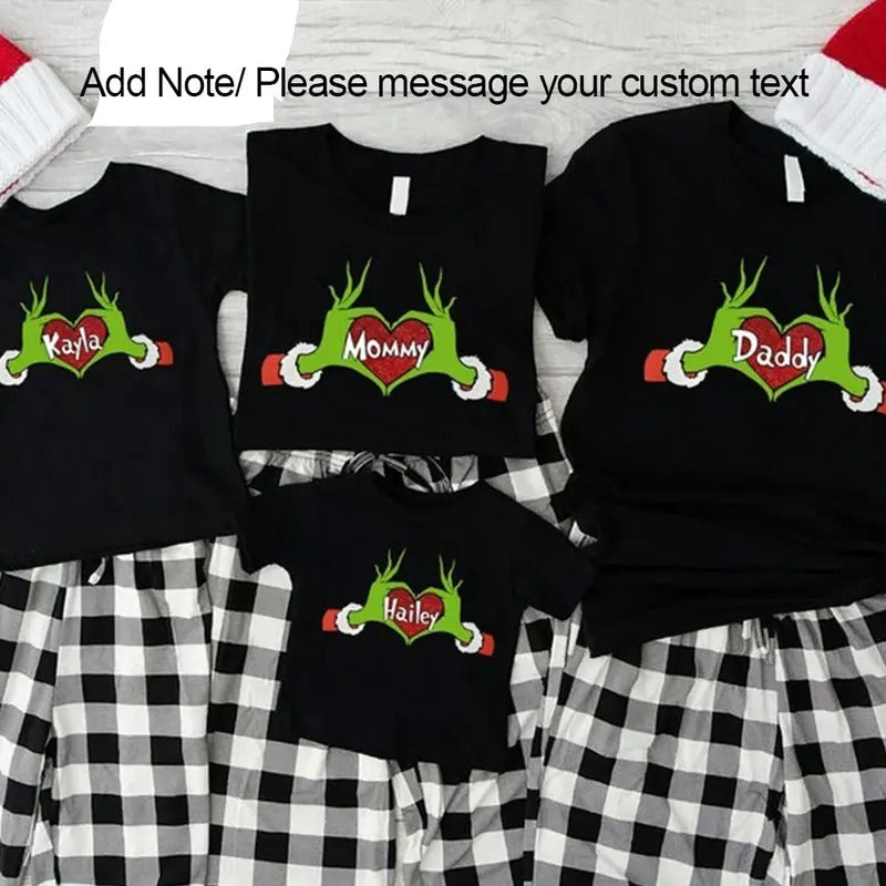Custom Grinchh Family Shirts, Grinchmas Matching Shirts, Grinchh Christmas Daddy Mommy Baby Shirts,Personalize Grinchh...