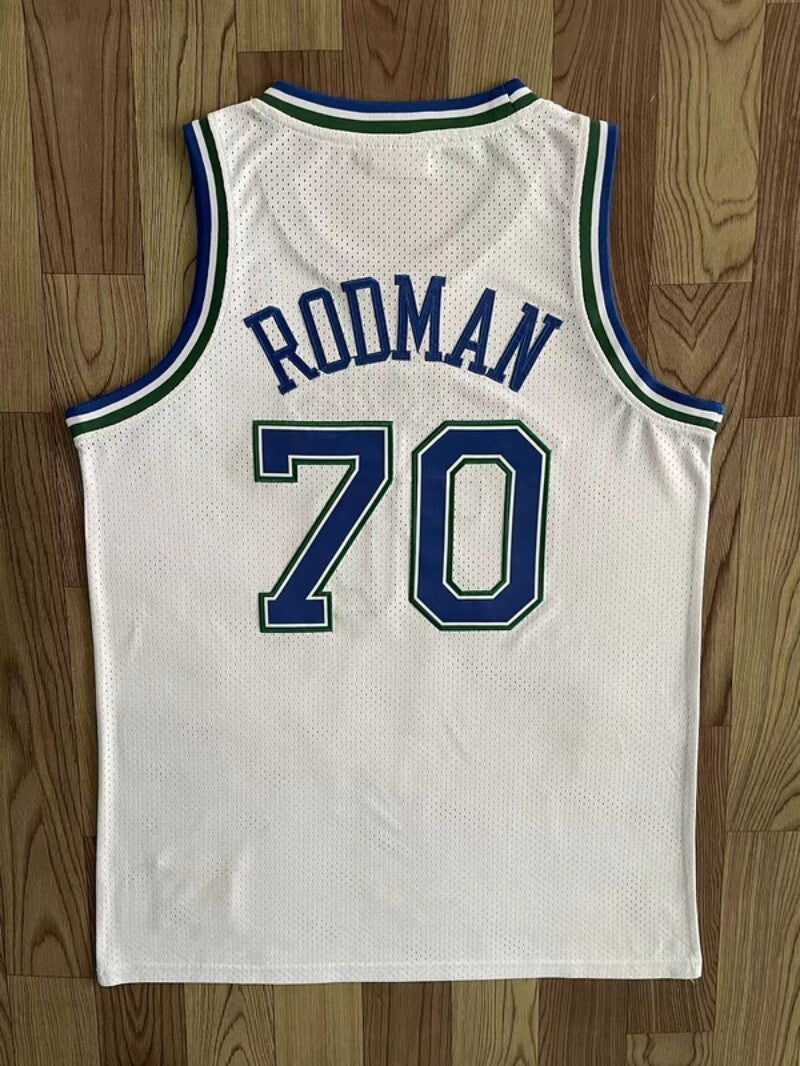 Dallas Mavericks #70 rodman m&n jersey white Style 1
