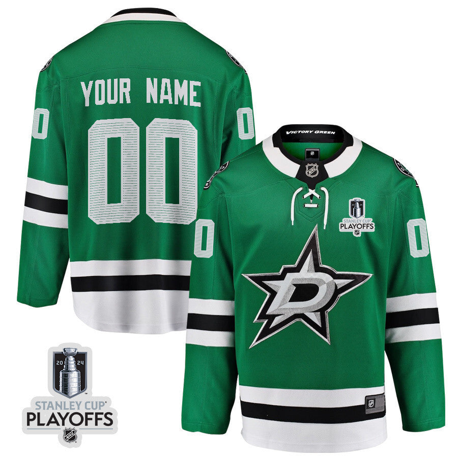 Dallas Stars 2024 NHL Playoffs Patch Home Jersey Customized
