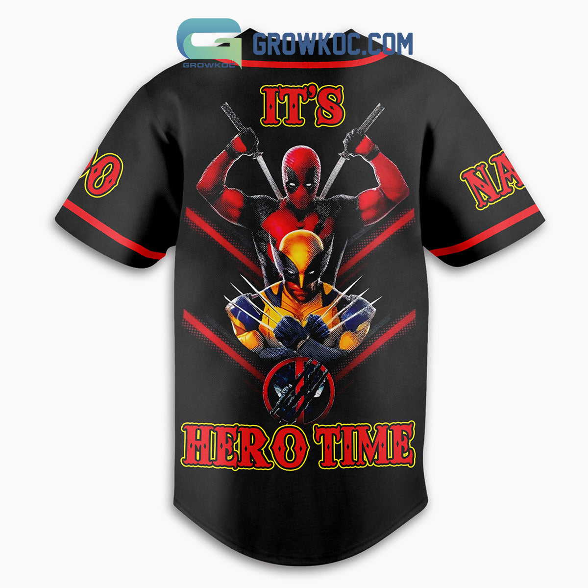 Deadpool Wolverine It’s Hero Time Personalized Baseball Jersey