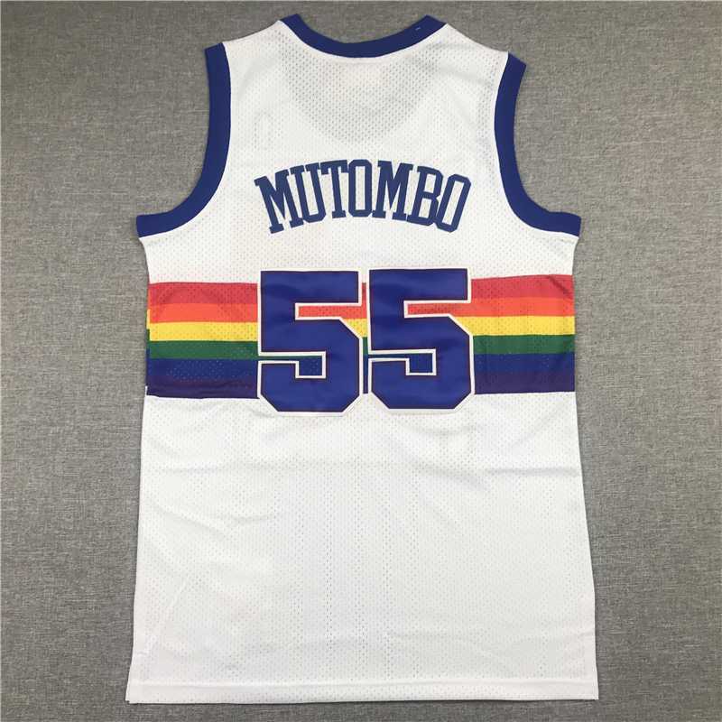 Denver Nuggets #55 Dikembe Mutombo Nuggets 55 Retro White Edition Style 3